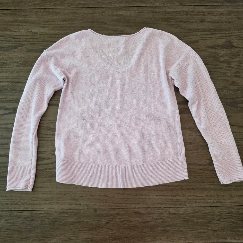 Gap Womens Lavender Purple V-Neck 100% Cotton Textured Knit Sweater Small